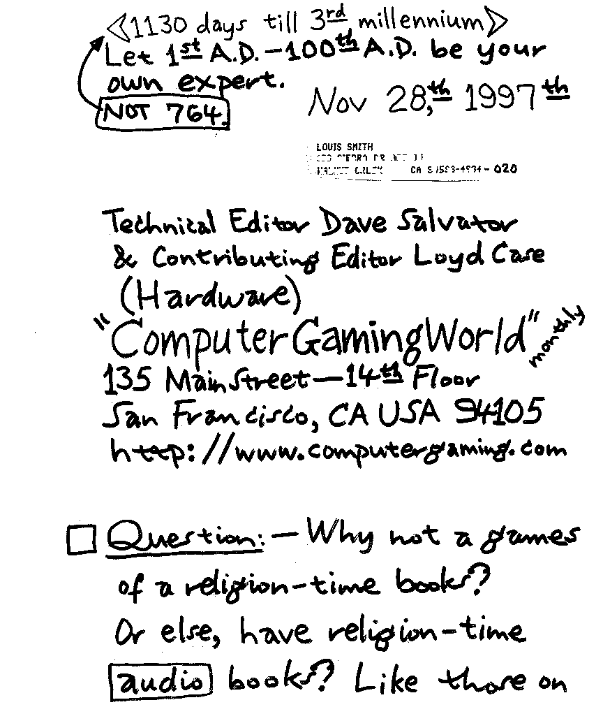 Question: - Why not a games of a religion-time books? Or else, have religion-time *audio* books? Like those on